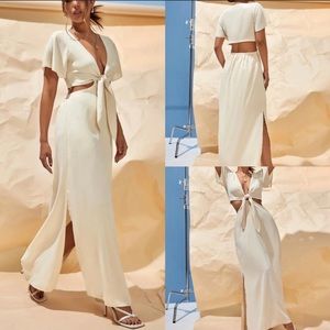 Boho Tie Front Split Hem Dress